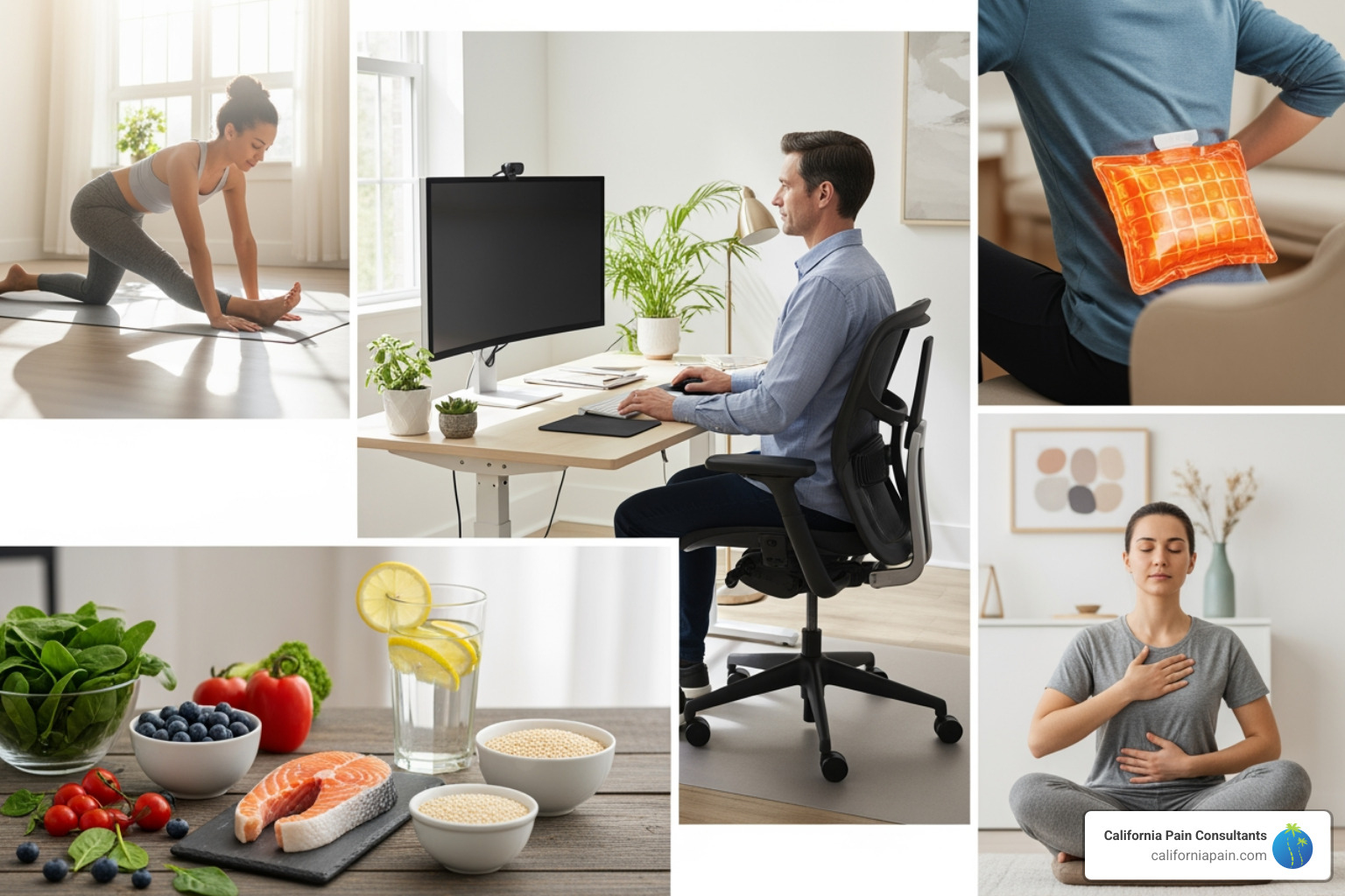 collage of different non-surgical therapies - non-surgical spine pain relief