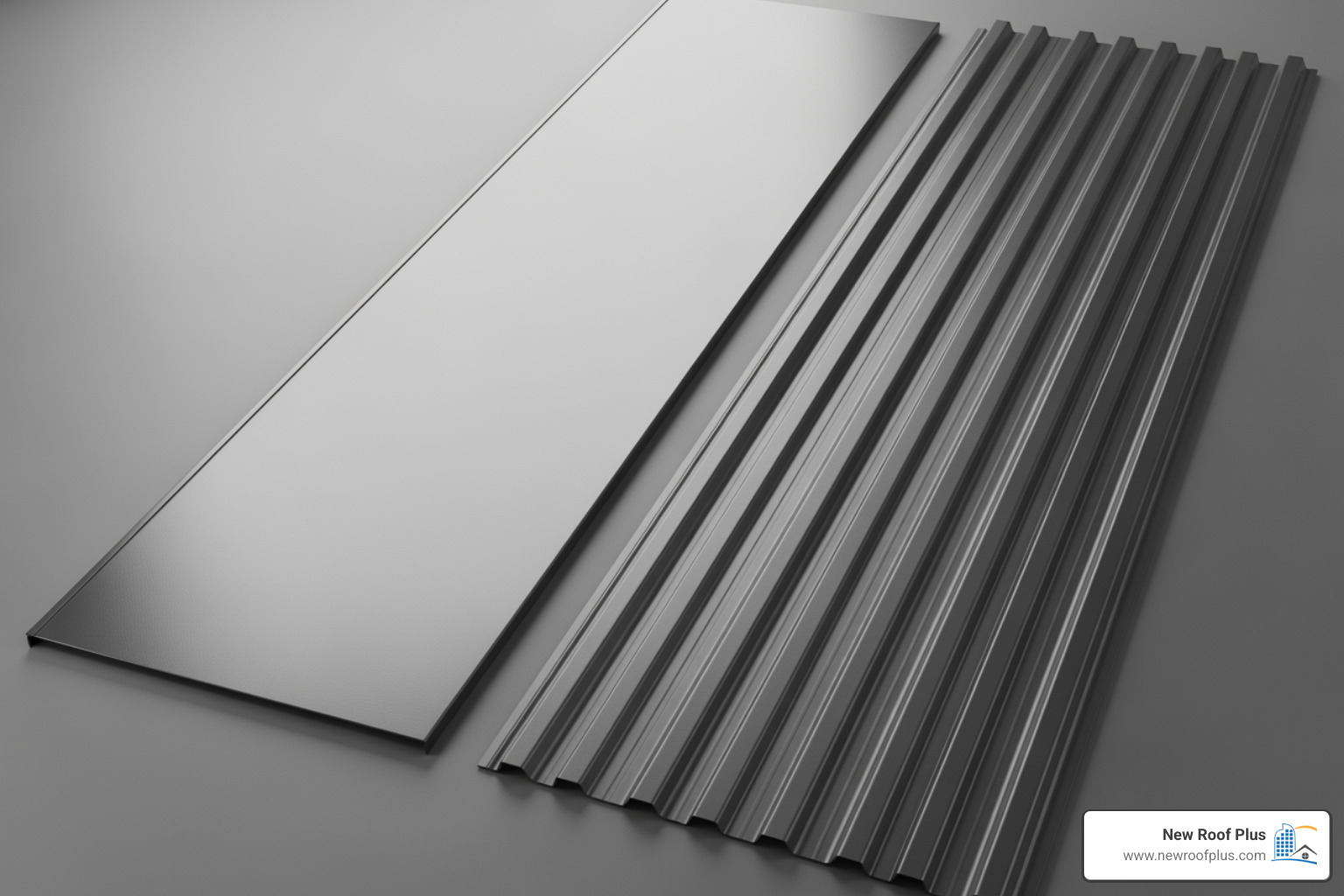comparing a smooth, flat metal panel to one with striations or ribs - hail damage on a metal roof comparing a smooth, flat metal panel to one with striations or ribs - hail damage on a metal roof