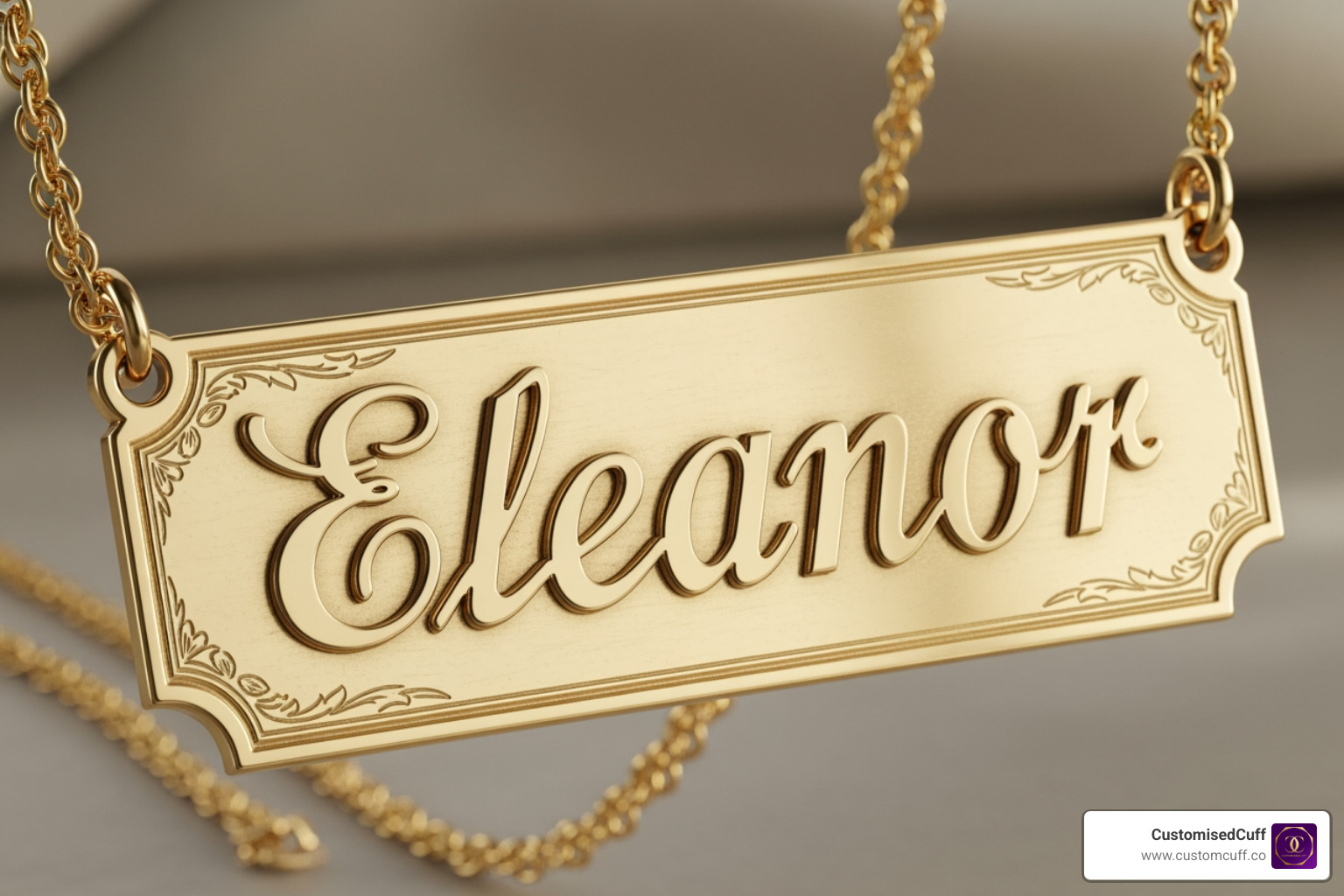 vintage-style gold nameplate necklace - new york name necklace