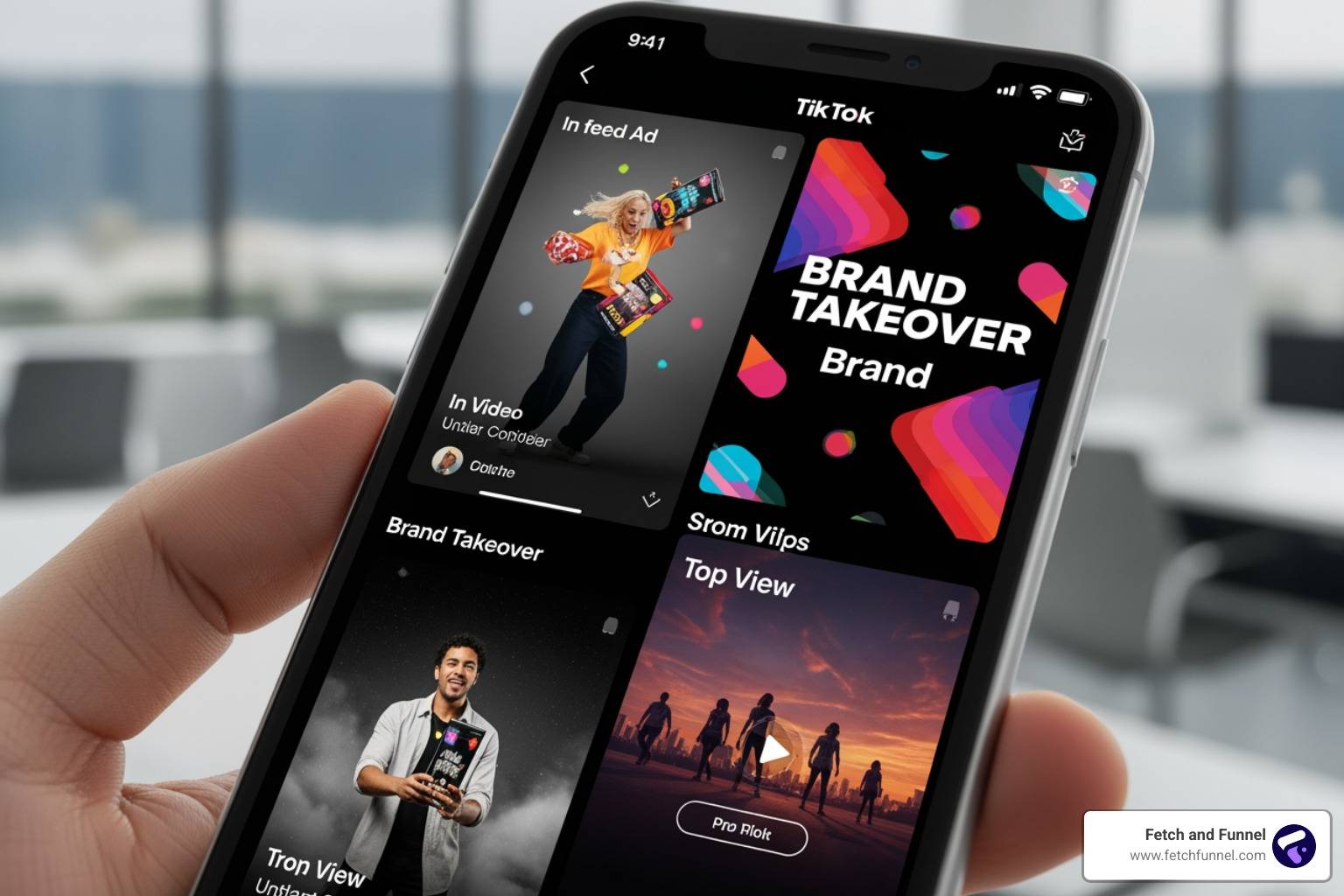 Different TikTok ad formats on a phone - tiktok ads guide Different TikTok ad formats on a phone - tiktok ads guide