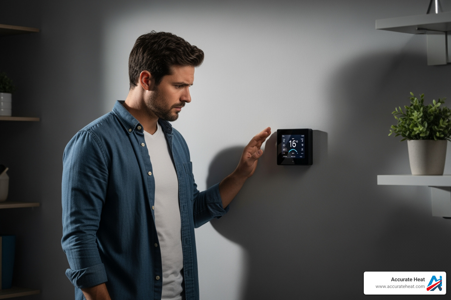 homeowner concerned at a thermostat - Electric furnace repair