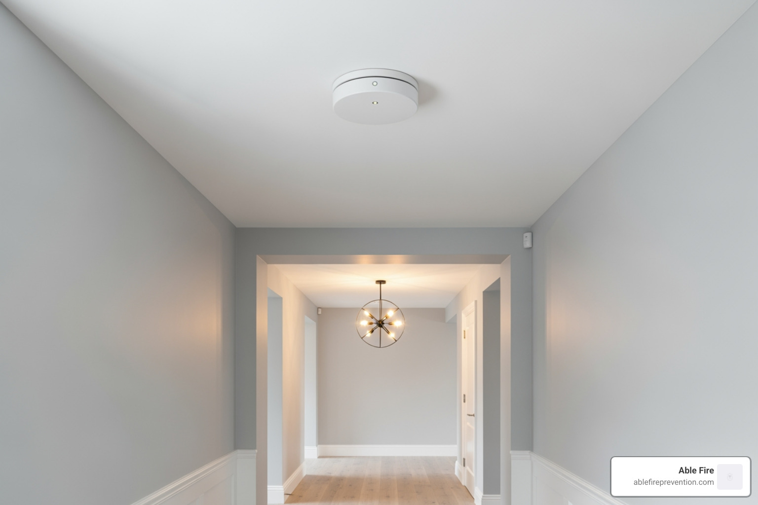 ideal smoke alarm placement in a hallway - monitored smoke alarm