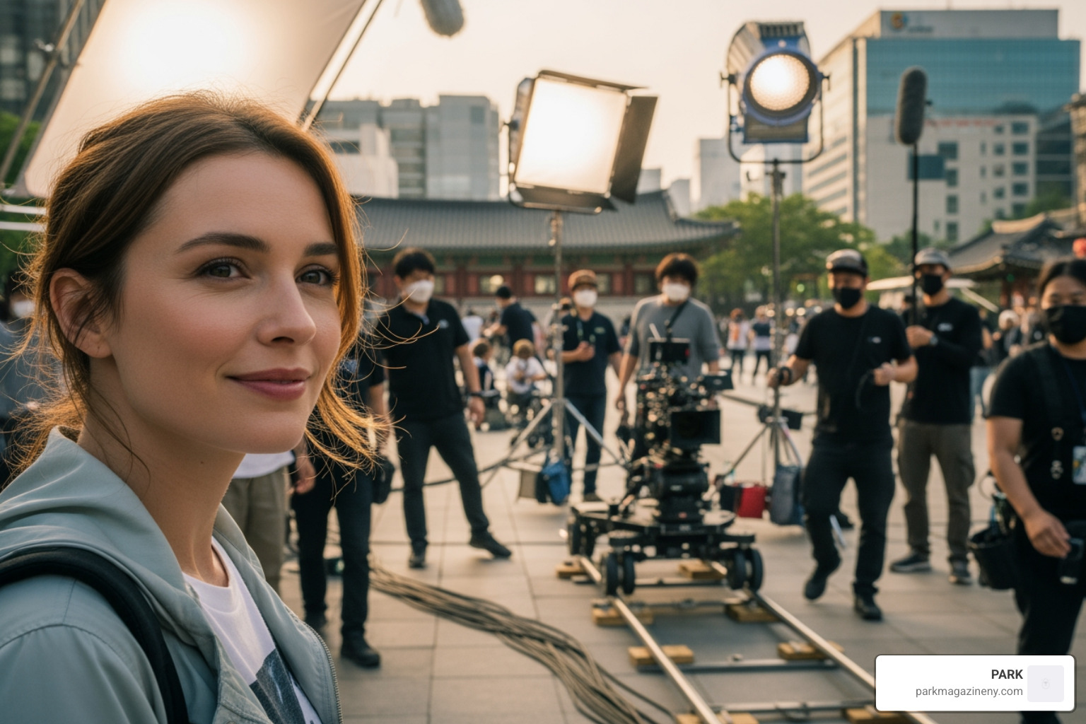 Anna Cathcart on set in an international location. - anna cathcart