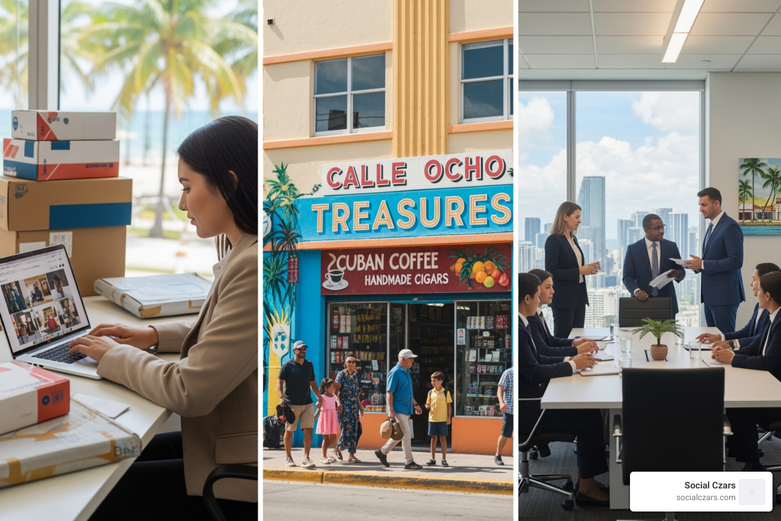 Different business types in Miami (e-commerce, local shop, corporate office) - Best Miami SEO Agency