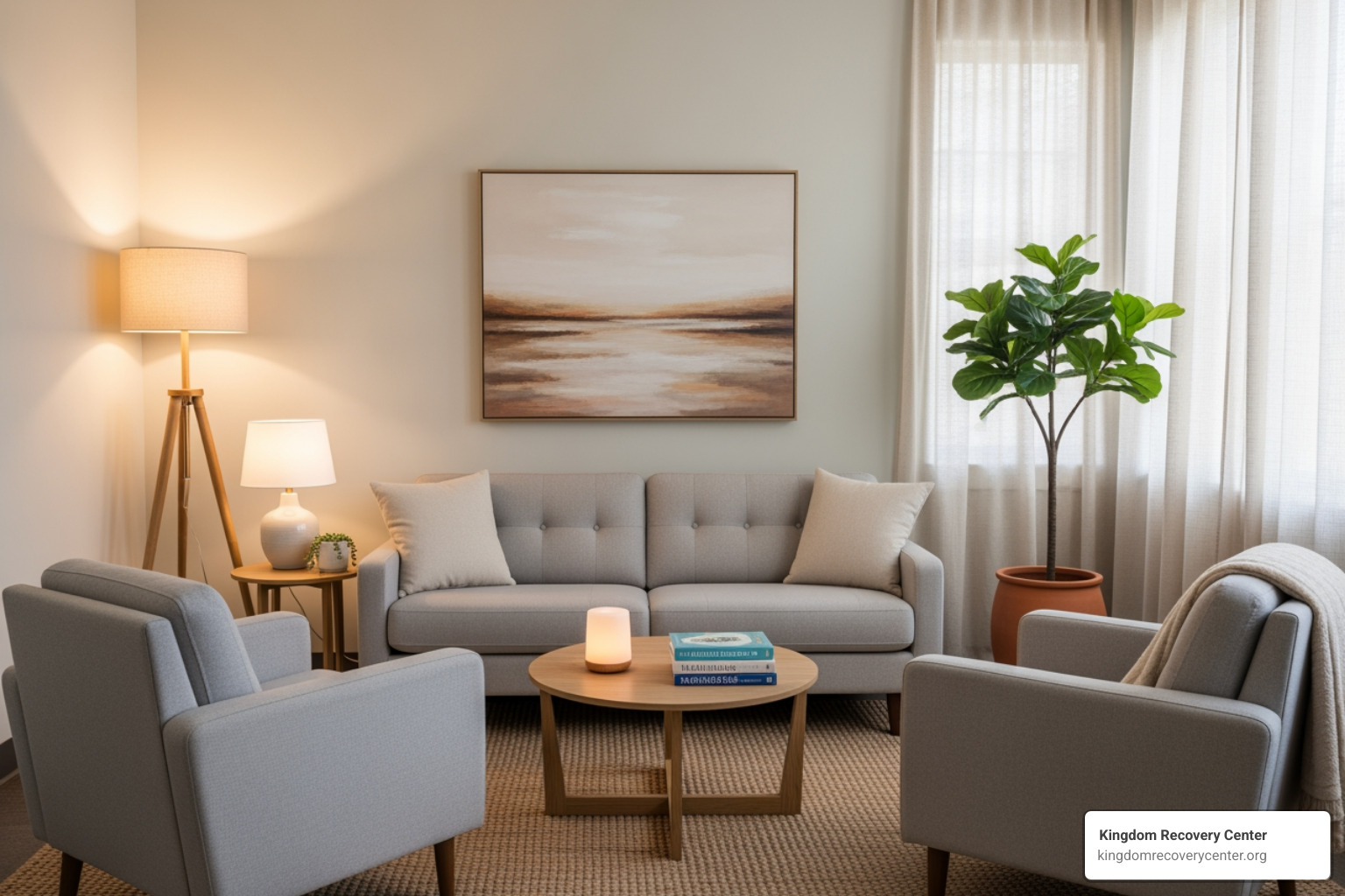 A welcoming and calm therapy room with comfortable seating and soft lighting - Drug Rehab McMinn County, TN