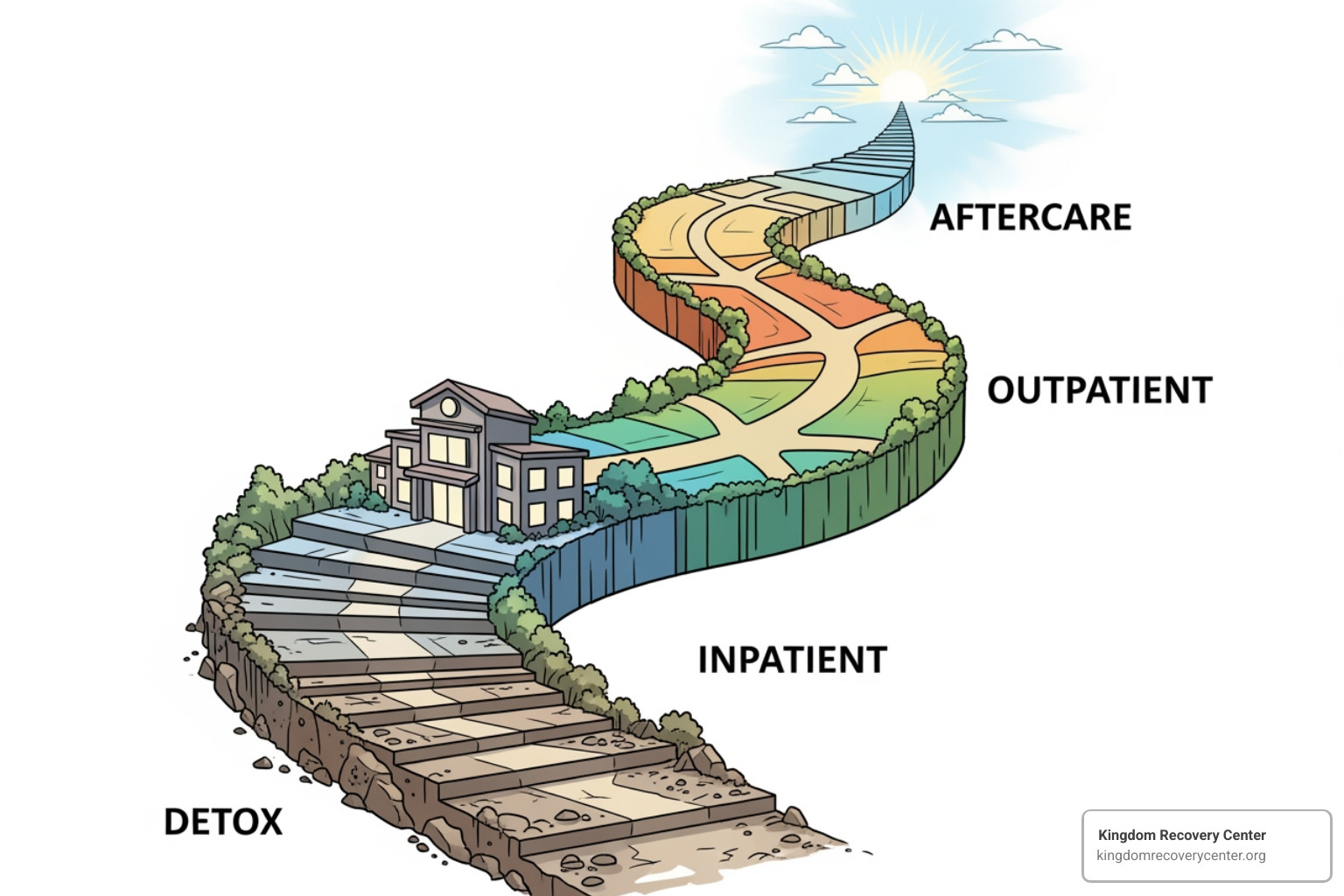 Illustration of different stages of addiction treatment - Drug Rehab Roane County, TN