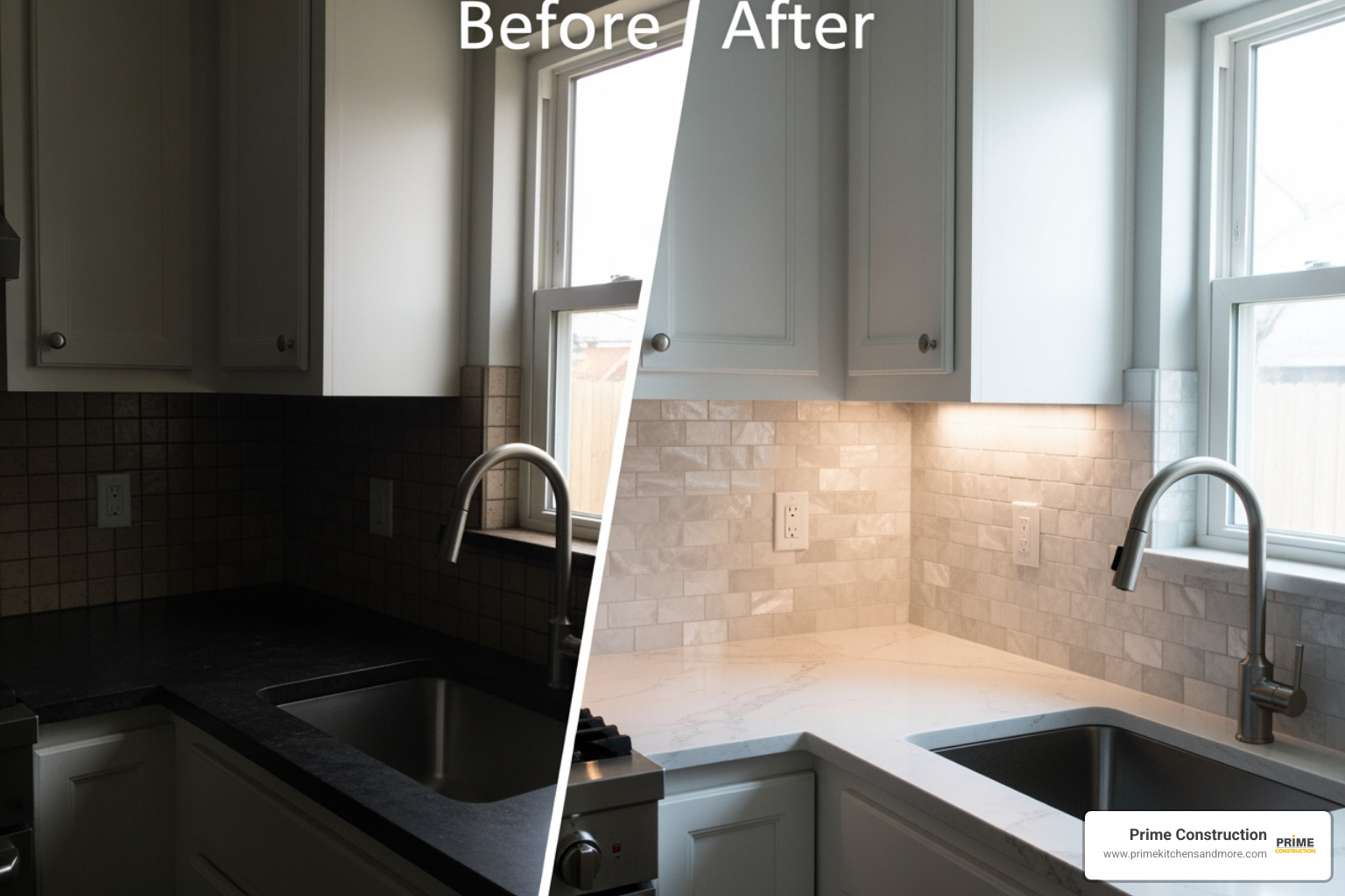before-and-after small kitchen backsplash - backsplash tile for small kitchen