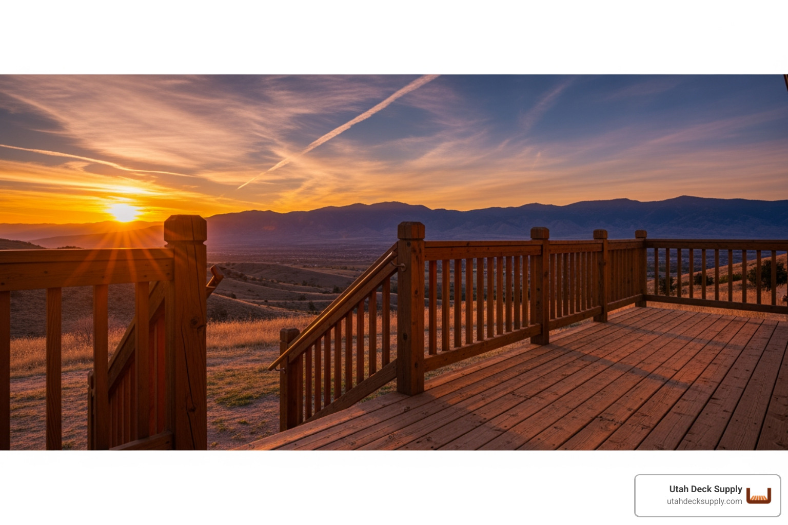 deck with stair railing at sunset in northern utah - deck stair railing deck with stair railing at sunset in northern utah - deck stair railing