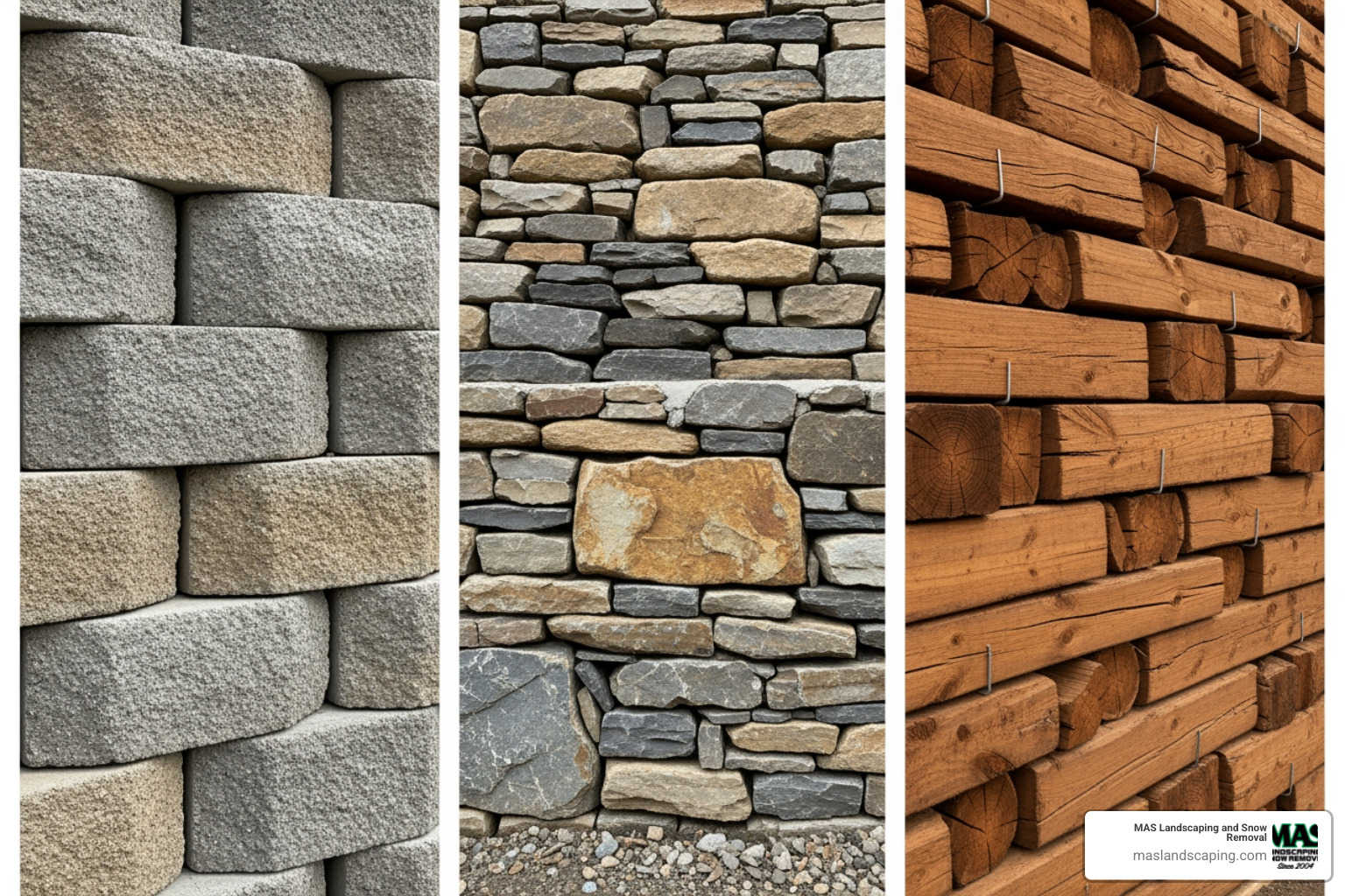 collage of retaining wall materials - cost of small retaining wall