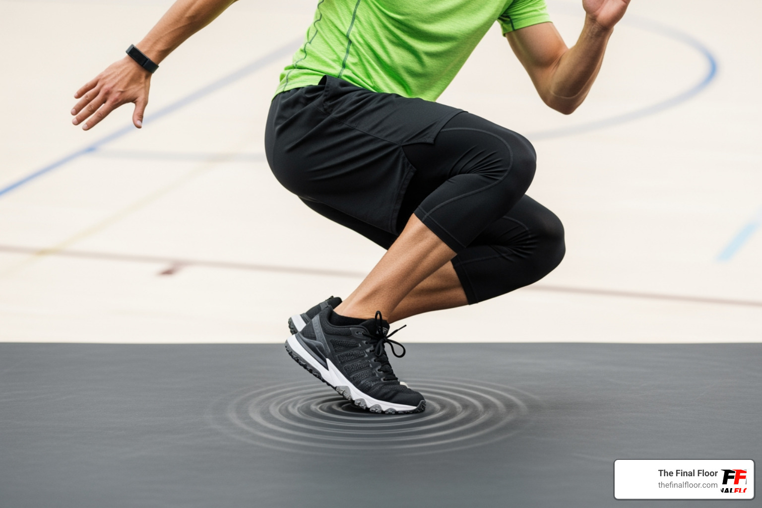 an athlete landing safely on a cushioned sports floor - athletic flooring solutions an athlete landing safely on a cushioned sports floor - athletic flooring solutions