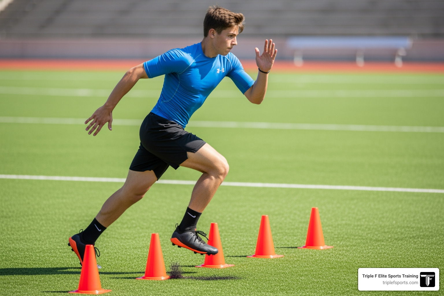 of an athlete performing an agility drill with cones - youth athletic training knoxville of an athlete performing an agility drill with cones - youth athletic training knoxville