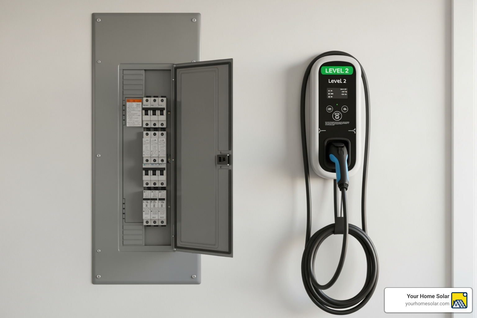 residential electrical panel and a Level 2 EV charger - 800 volt charging at home residential electrical panel and a Level 2 EV charger - 800 volt charging at home