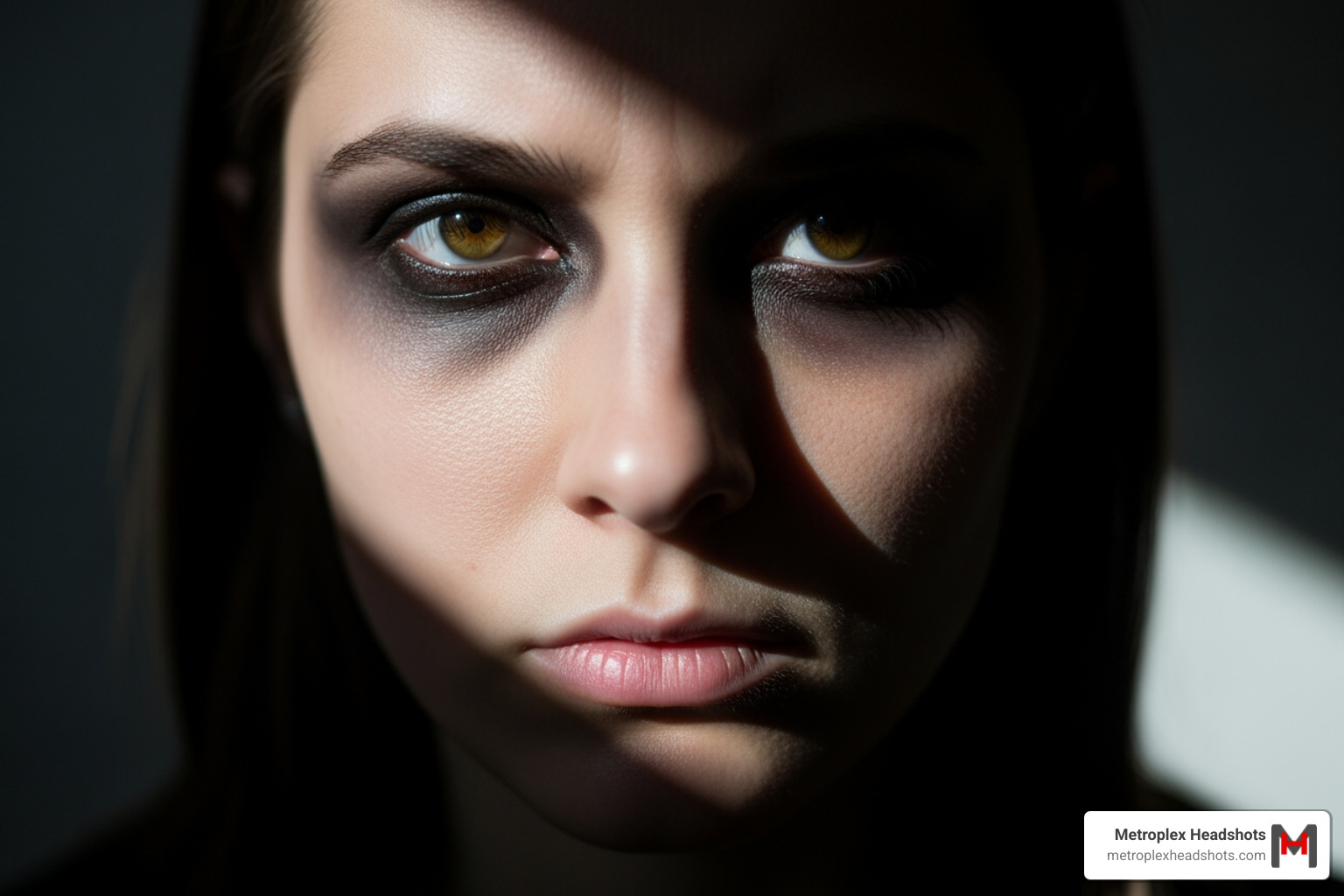 headshot with harsh, unflattering shadows - bad headshots