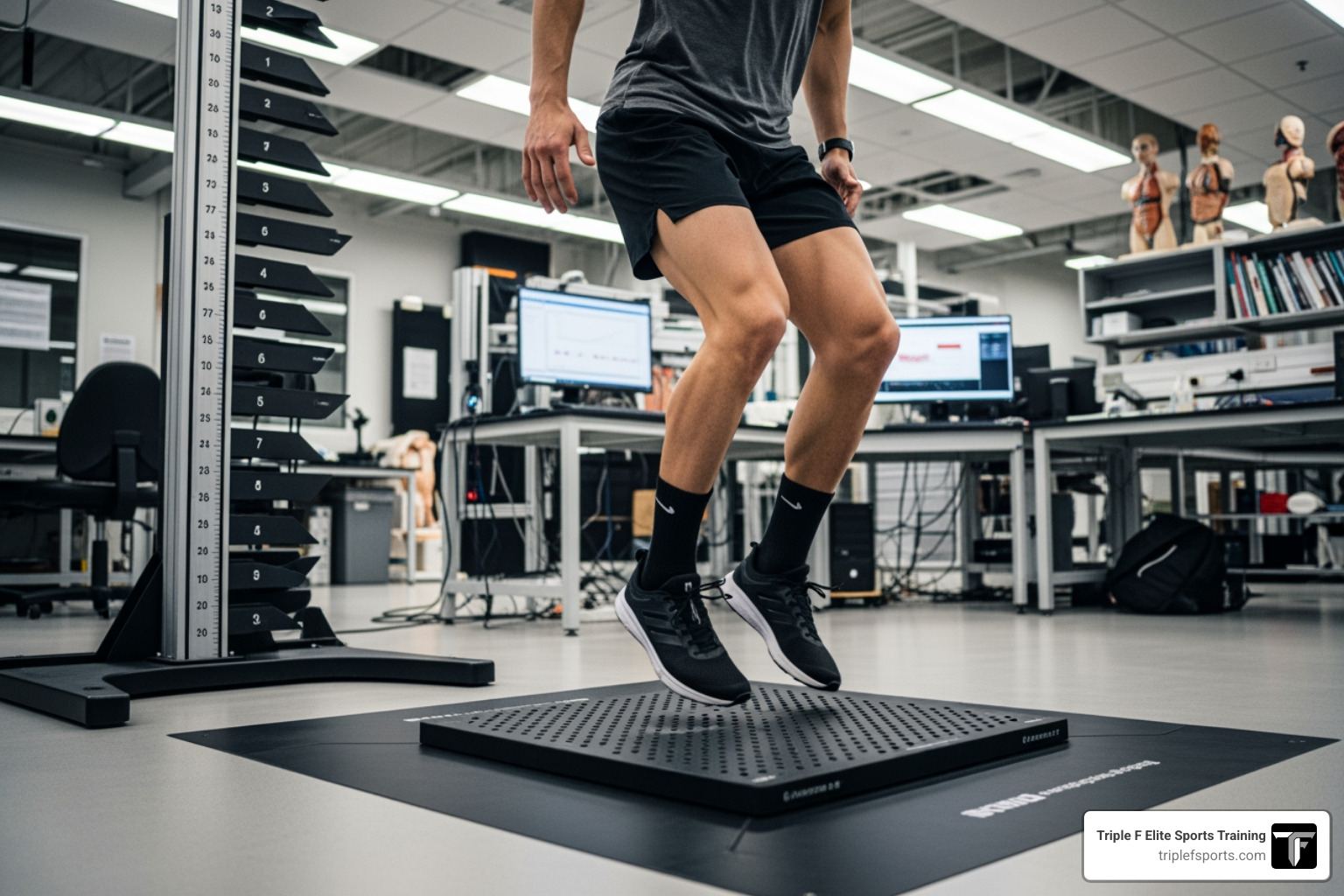 athlete on a force plate during a jump assessment - athletic assessments knoxville athlete on a force plate during a jump assessment - athletic assessments knoxville