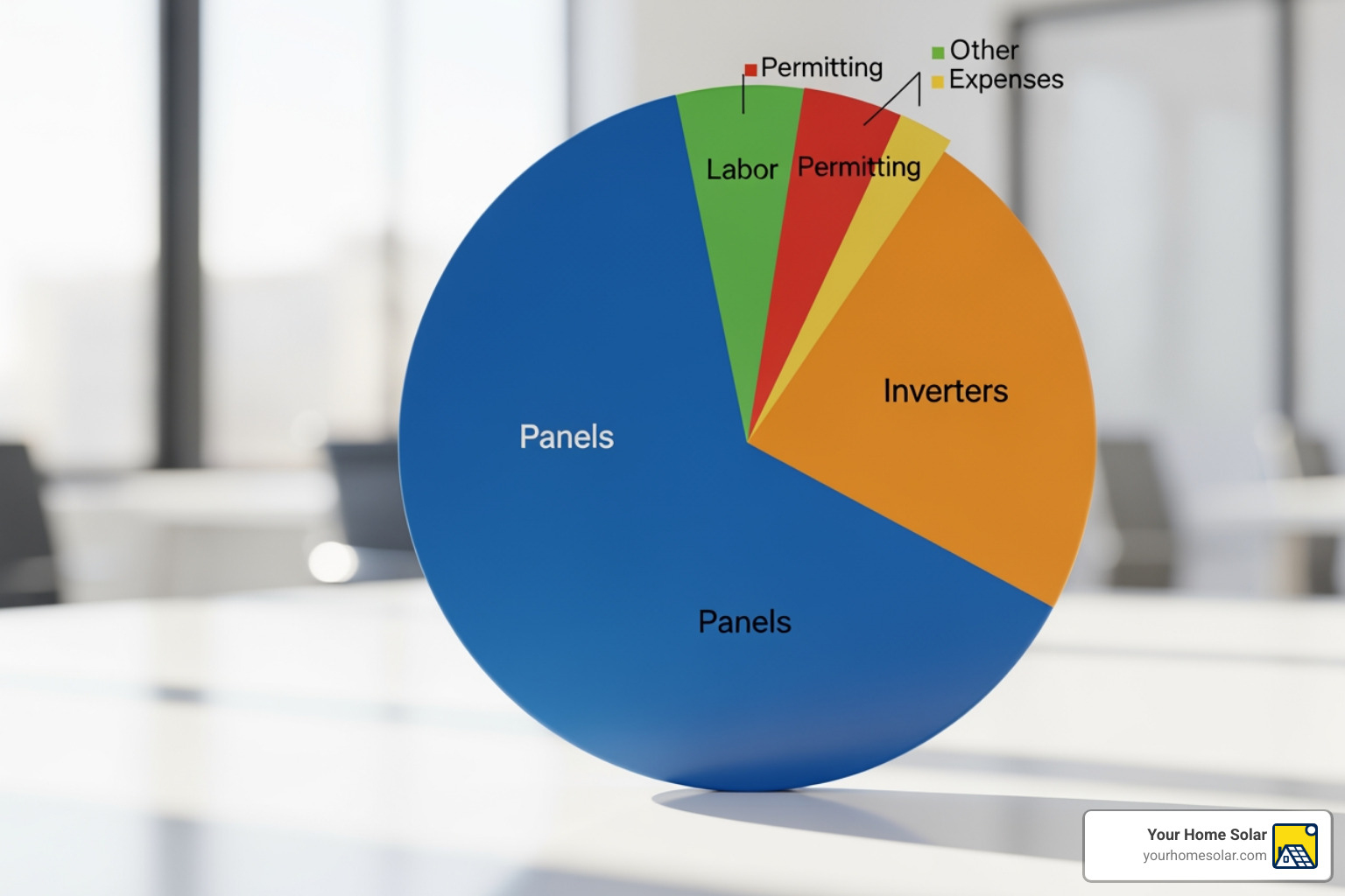 pie chart breaking down solar system costs (panels, inverter, labor, etc.) - affordable solar panels for home use pie chart breaking down solar system costs (panels, inverter, labor, etc.) - affordable solar panels for home use