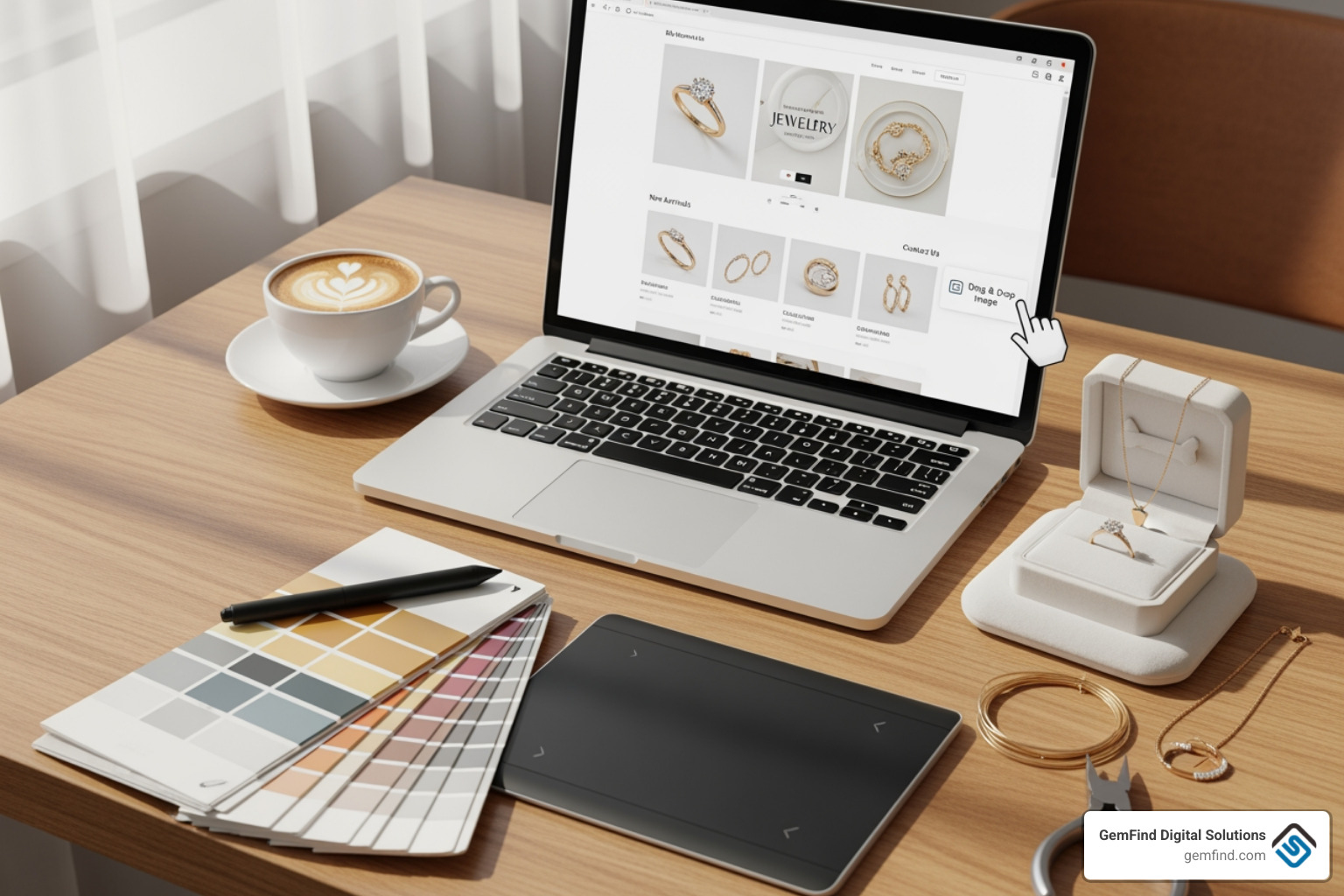 detailed product page with multiple photo angles and a 3D viewer - create jewelry website