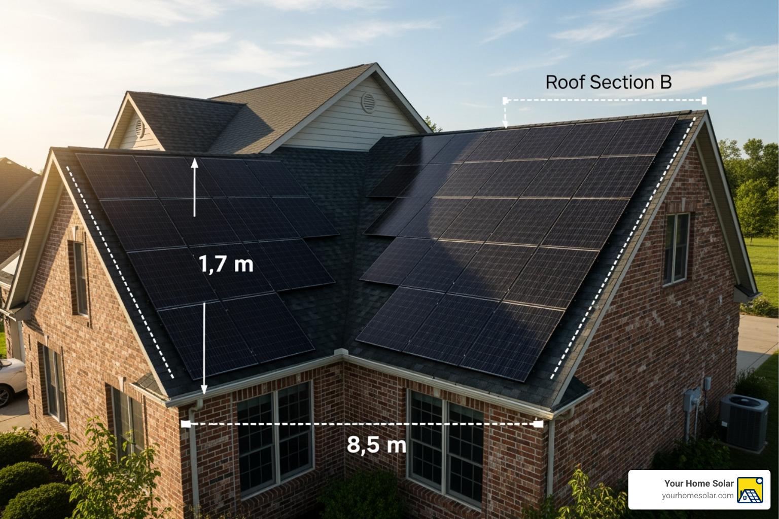 Solar panels on a roof with dimensions marked - 2 kilowatt solar system price Solar panels on a roof with dimensions marked - 2 kilowatt solar system price