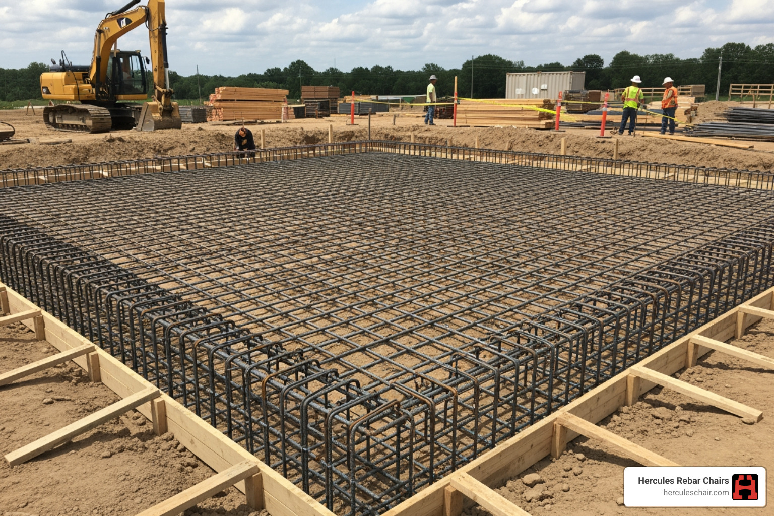 Rebar grid laid out for a large concrete foundation - 3 4 rebar for sale
