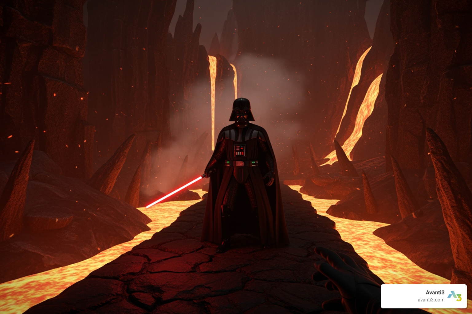 Darth Vader confronts player in Vader Immortal - best star wars vr game Darth Vader confronts player in Vader Immortal - best star wars vr game