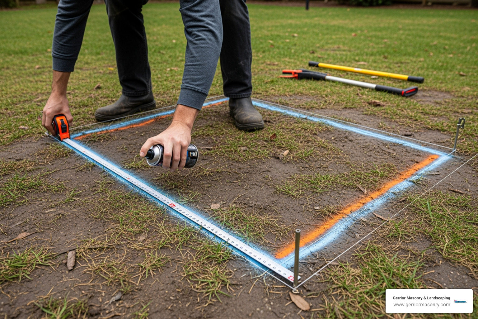 measuring and marking out a patio footprint - brick paver patio measuring and marking out a patio footprint - brick paver patio