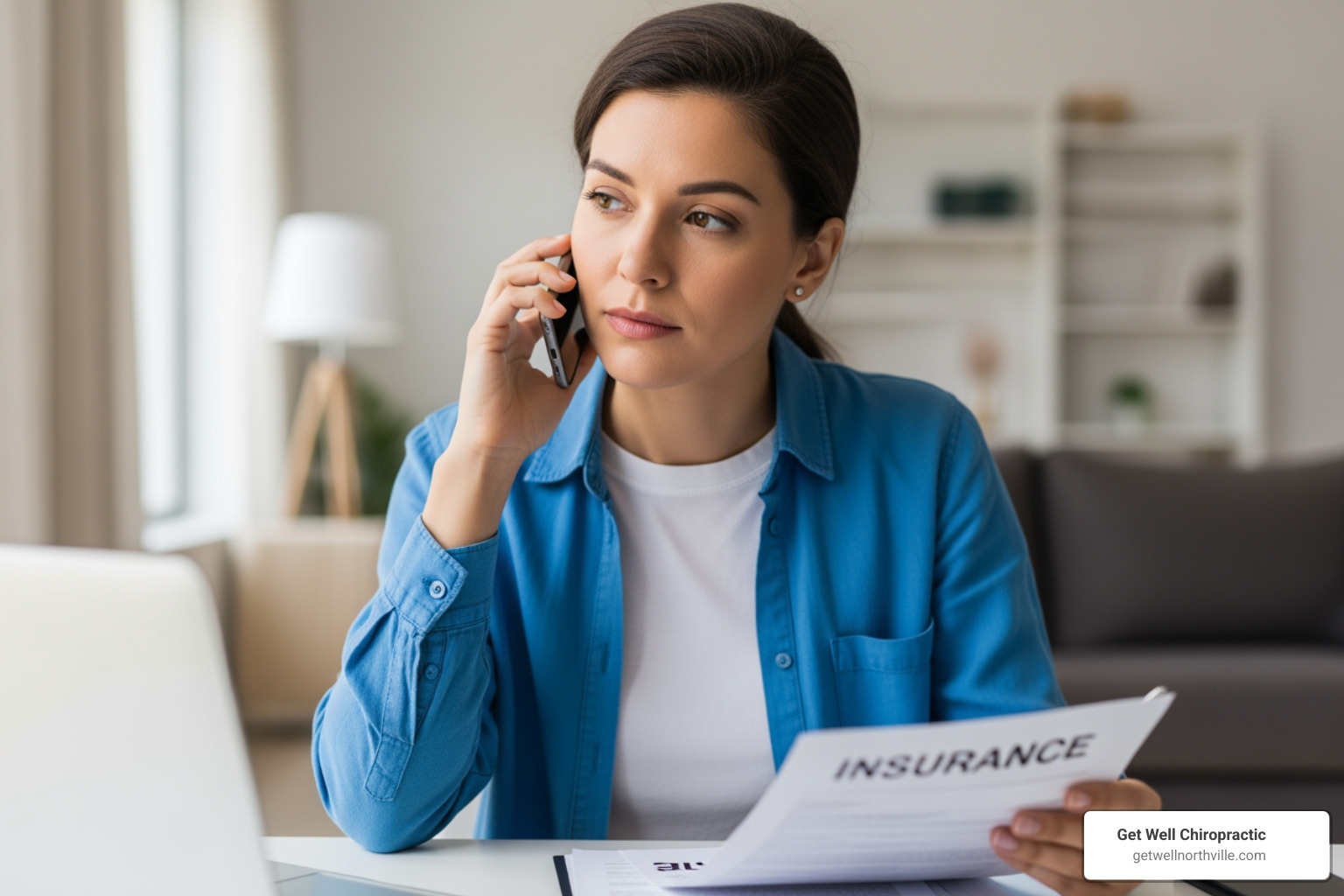 Person on phone with insurance company - chiropractor near me prices