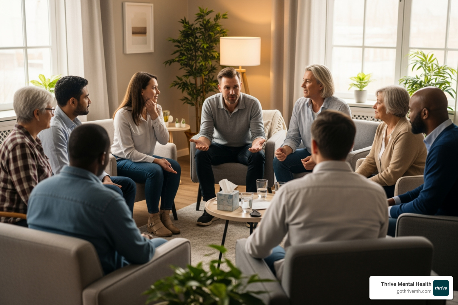 diverse and supportive group therapy session - flexible outpatient mental health programs st. petersburg fl for working adults