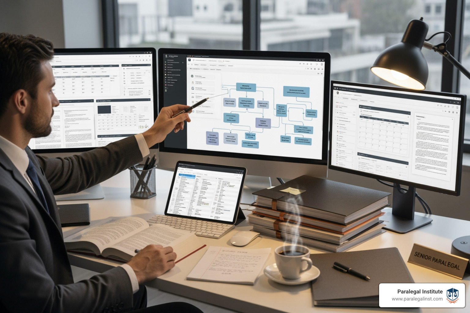 digital calendar with color-coded deadlines and appointments - paralegal case management