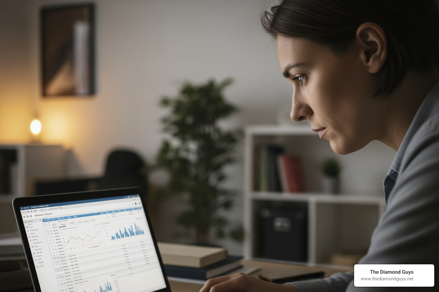 a person reviewing their finances on a laptop - Jewelry Financing a person reviewing their finances on a laptop - Jewelry Financing
