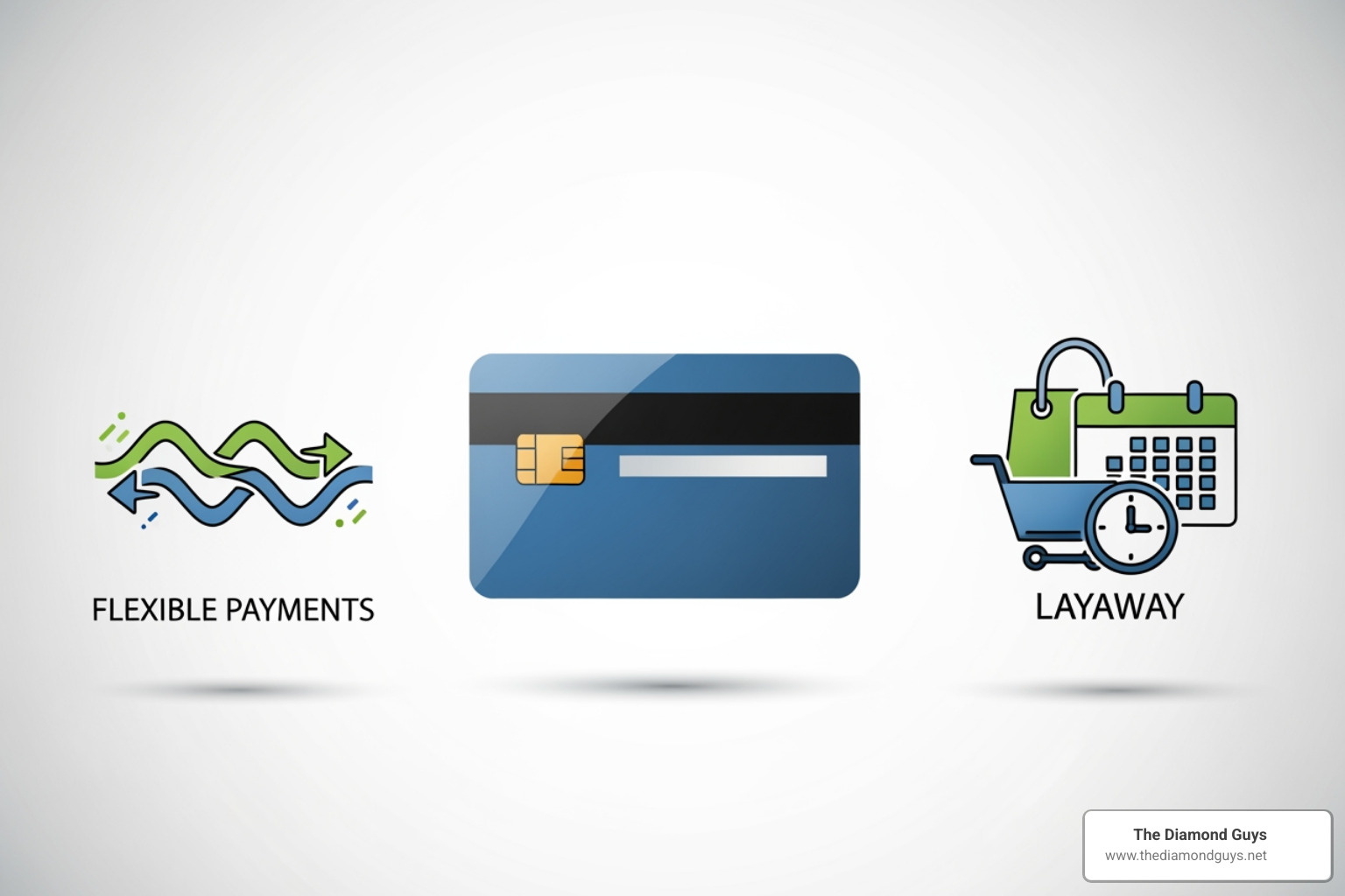 different payment option logos (generic icons for card, flexible payment, layaway) - Jewelry Financing different payment option logos (generic icons for card, flexible payment, layaway) - Jewelry Financing