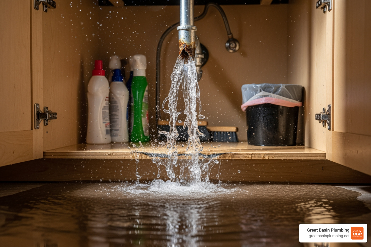 burst pipe under sink - 24 7 plumber