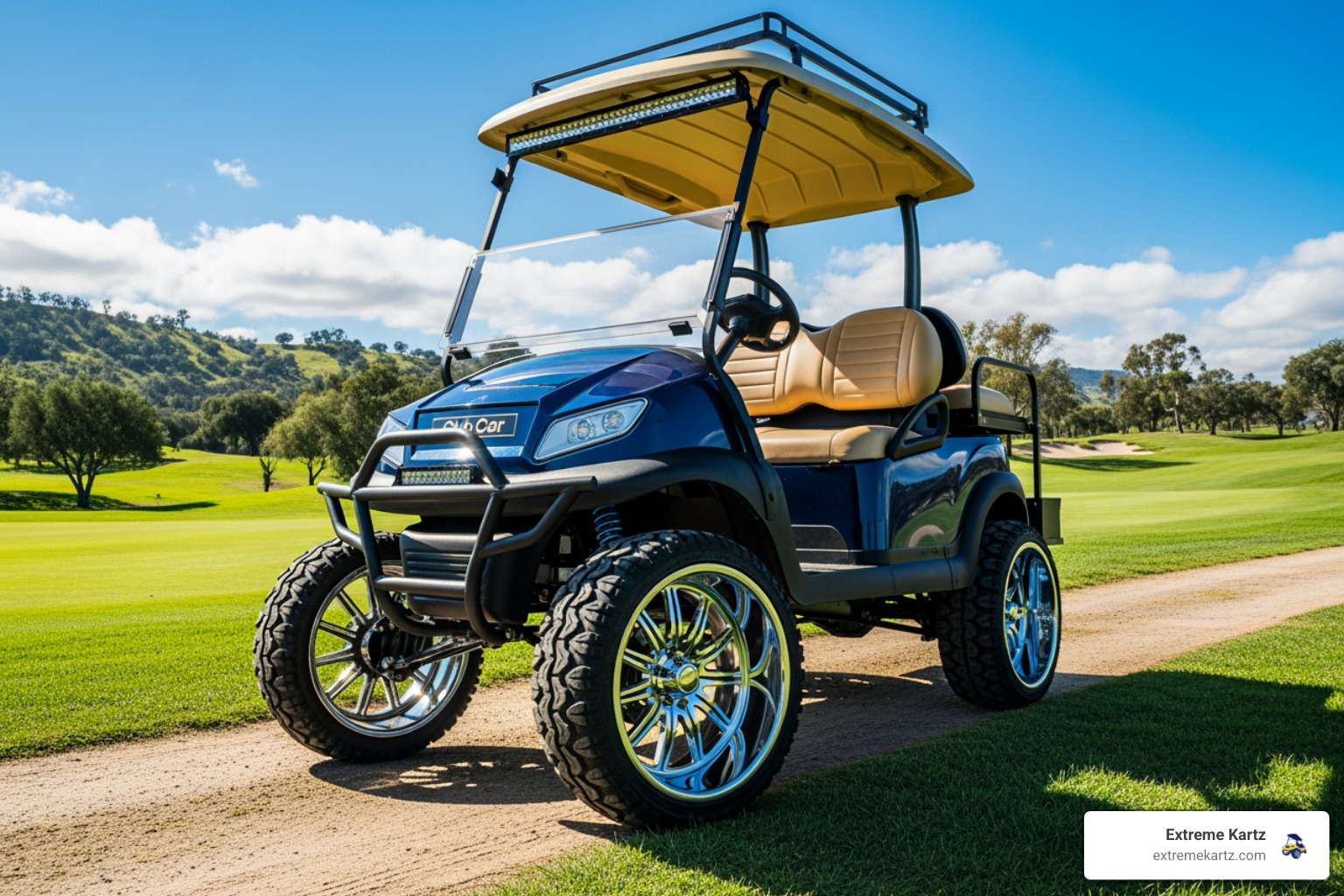 Club Car with large, stylish wheels and tires - Speed up Club Car Club Car with large, stylish wheels and tires - Speed up Club Car