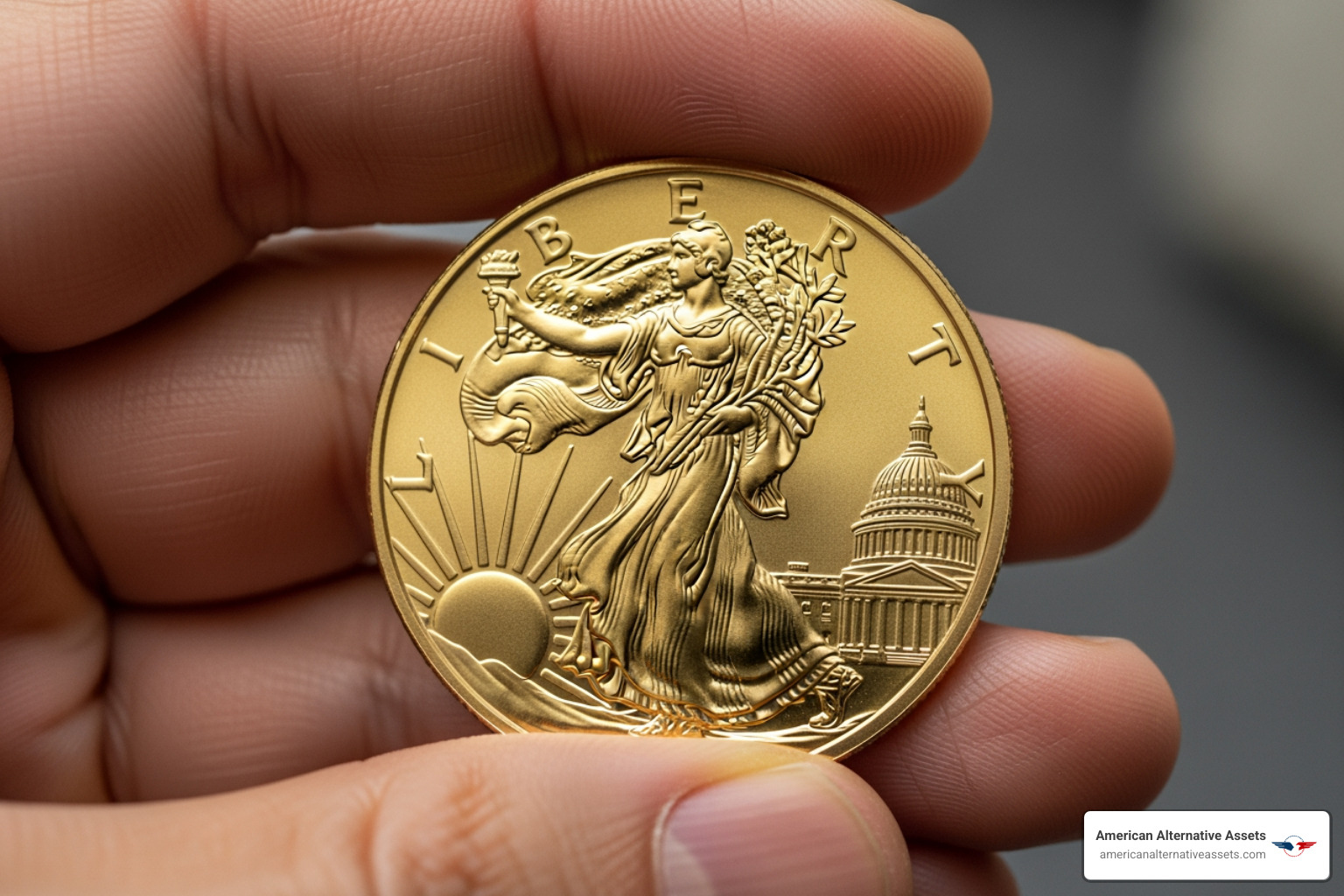 person holding American Eagle gold coin - gold and silver ira accounts