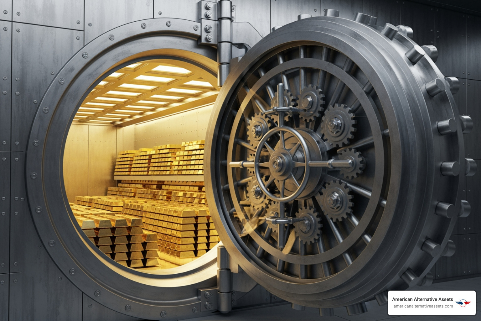 secure vault door with gold bars - gold and silver ira accounts