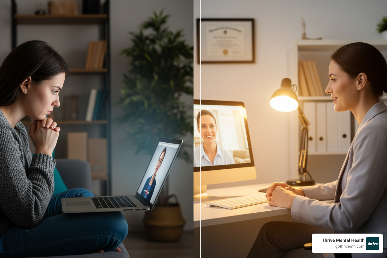 Overhead map view with digital lines connecting rural and urban areas - teletherapy for depression