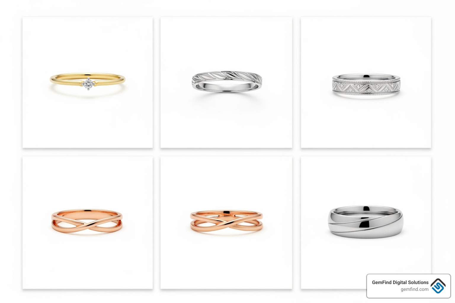minimalist product grid of rings - best jewelry website design