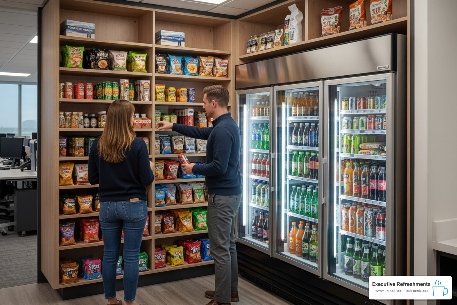employees browsing a well-stocked, open-concept micro-market - Lancaster vending machines employees browsing a well-stocked, open-concept micro-market - Lancaster vending machines