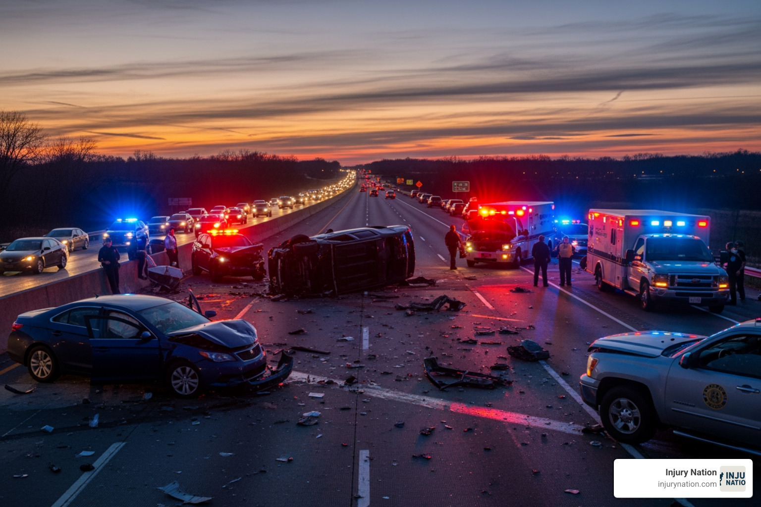 multi-car accident scene - wrongful death case multi-car accident scene - wrongful death case