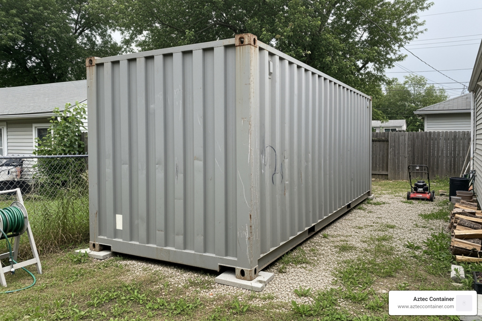 a 20-foot container being used for residential or small business storage - shipping container capacity
