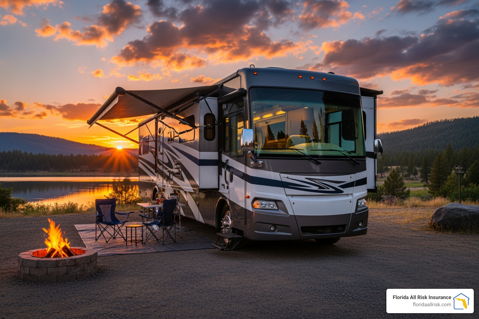 A person inspecting the tires and side of their Class A RV in a well-lit, secure storage facility, emphasizing security and maintenance. - class a rv insurance rates
