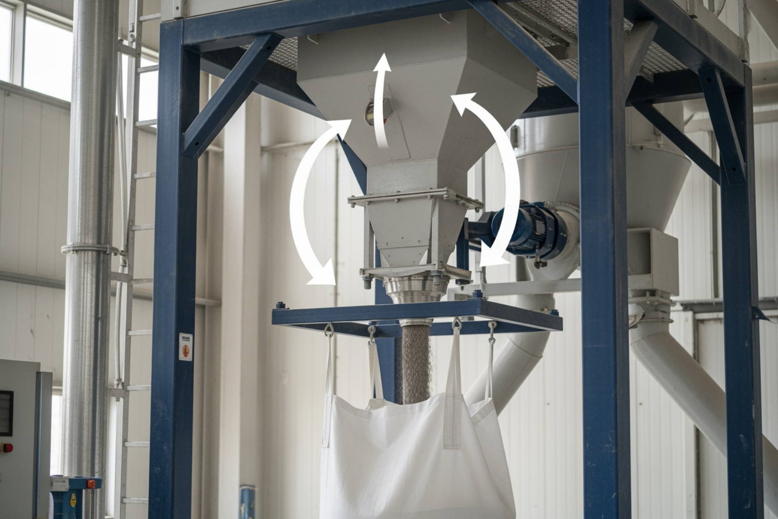 bulk bag filler system with arrows showing material flow bulk bag filler system with arrows showing material flow