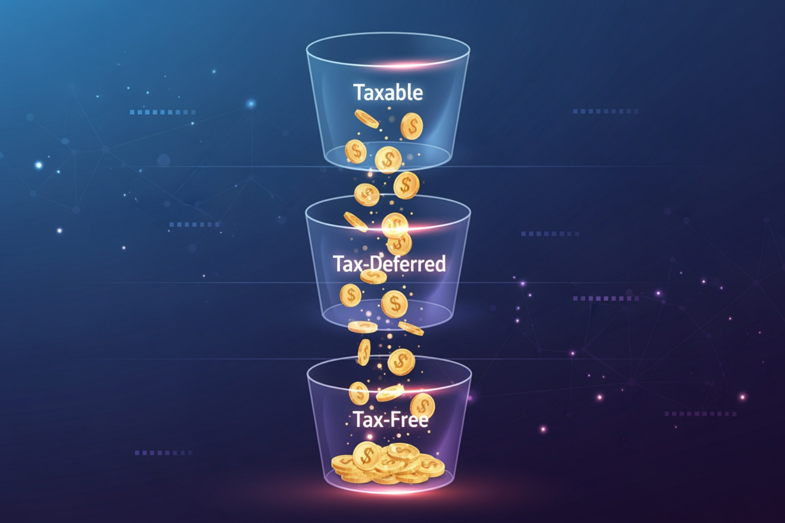 waterfall withdrawal method illustration - tax efficient retirement