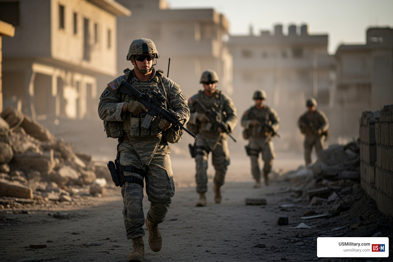 U.S. Army soldiers on patrol - age to be drafted by military