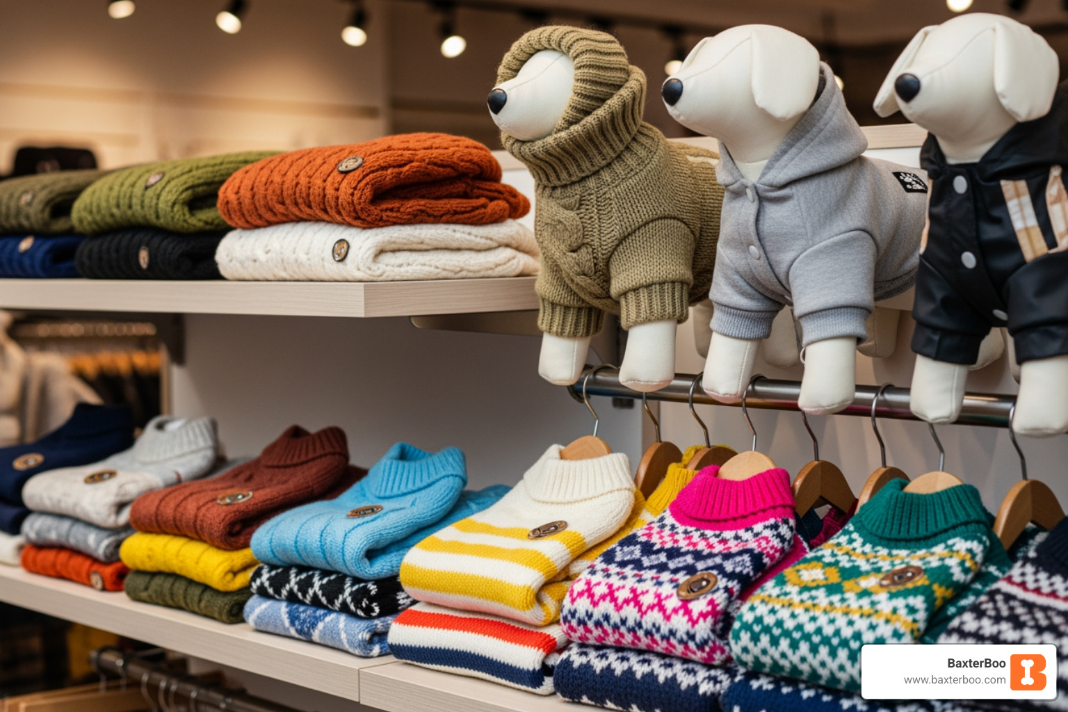 Collection of dog sweaters in various materials and styles - Miniature Poodle sweater