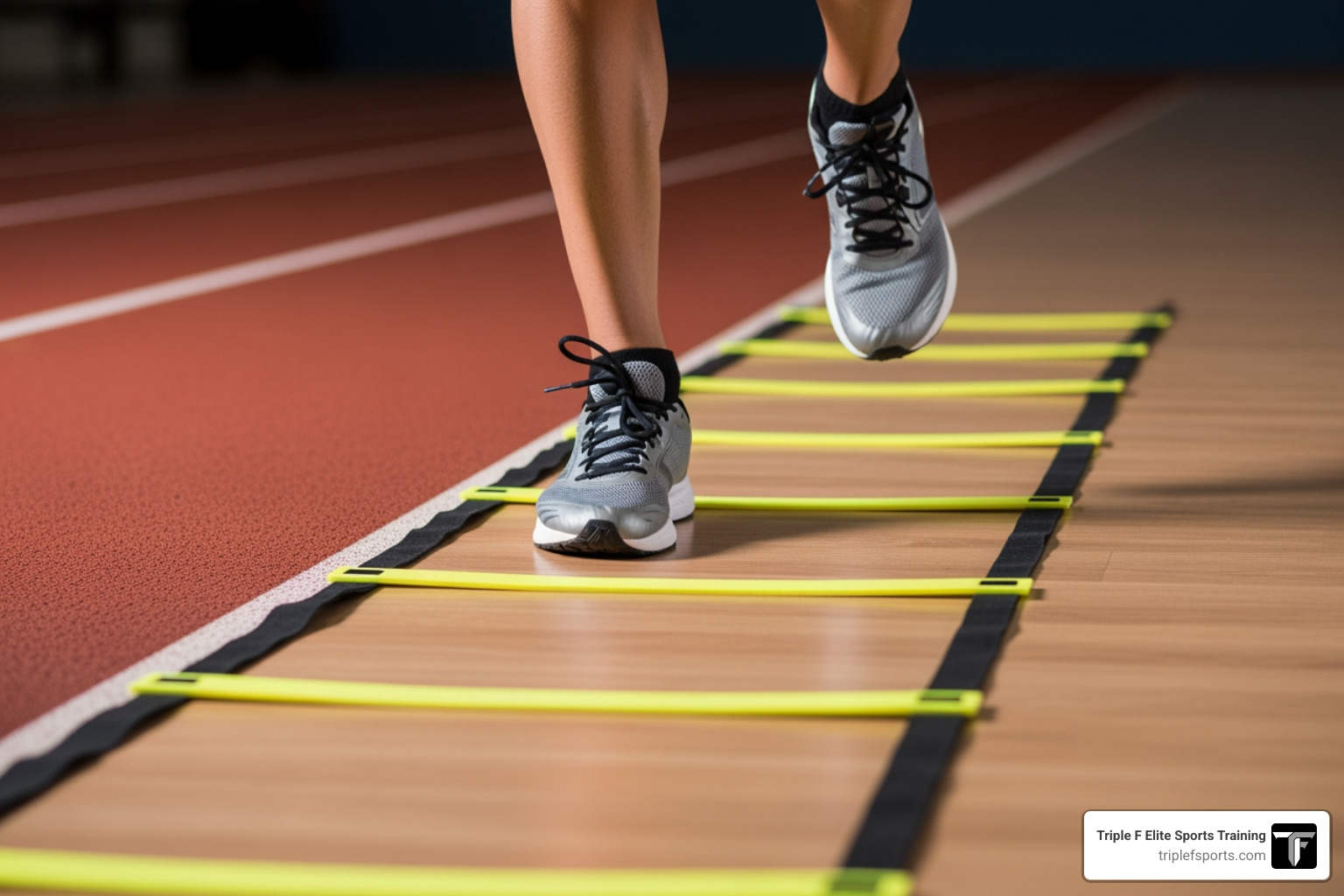 of a simple one-foot-in drill - agility ladder drills of a simple one-foot-in drill - agility ladder drills