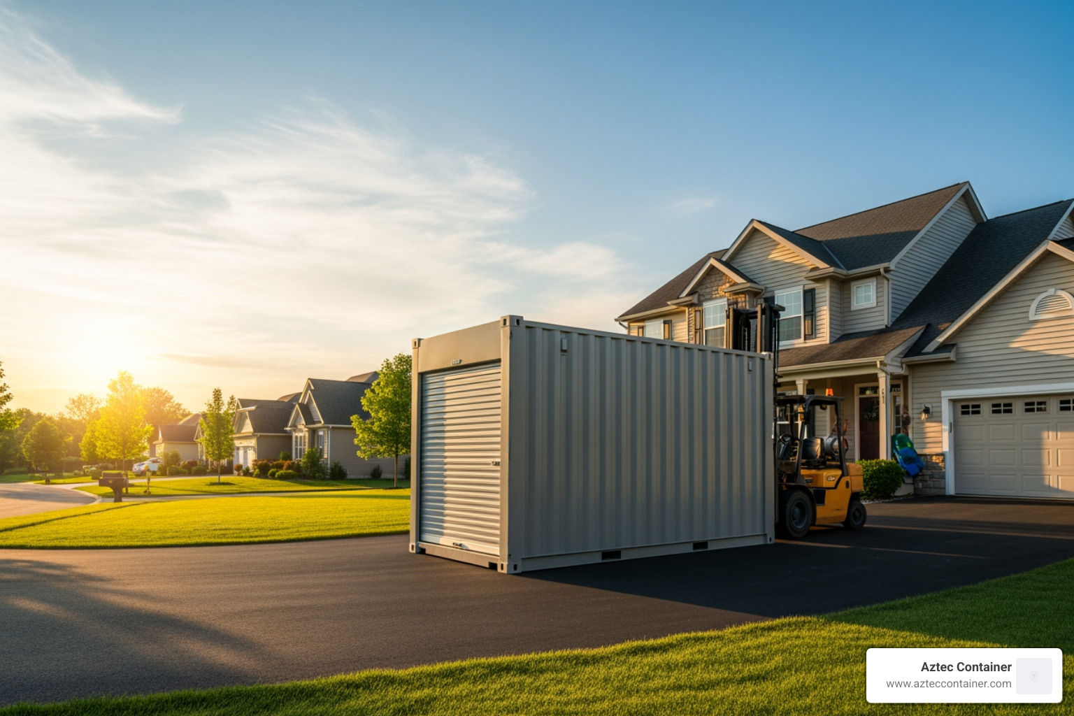 family loading items into a portable storage unit - portable self storage