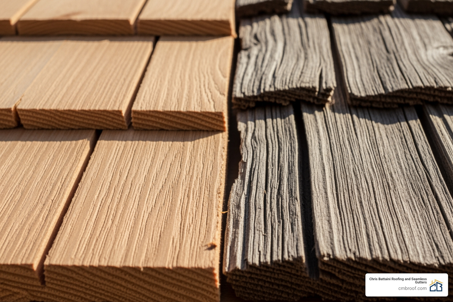 texture difference between a sawn shingle and a split shake side-by-side - wood shingle