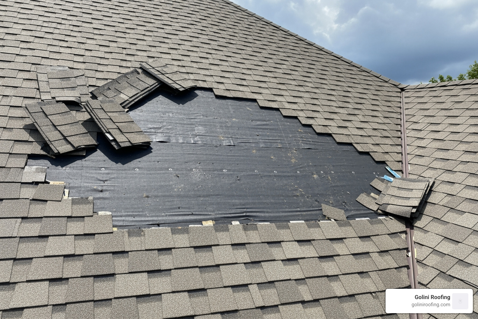 missing shingles on a roof - roof inspection after storm missing shingles on a roof - roof inspection after storm