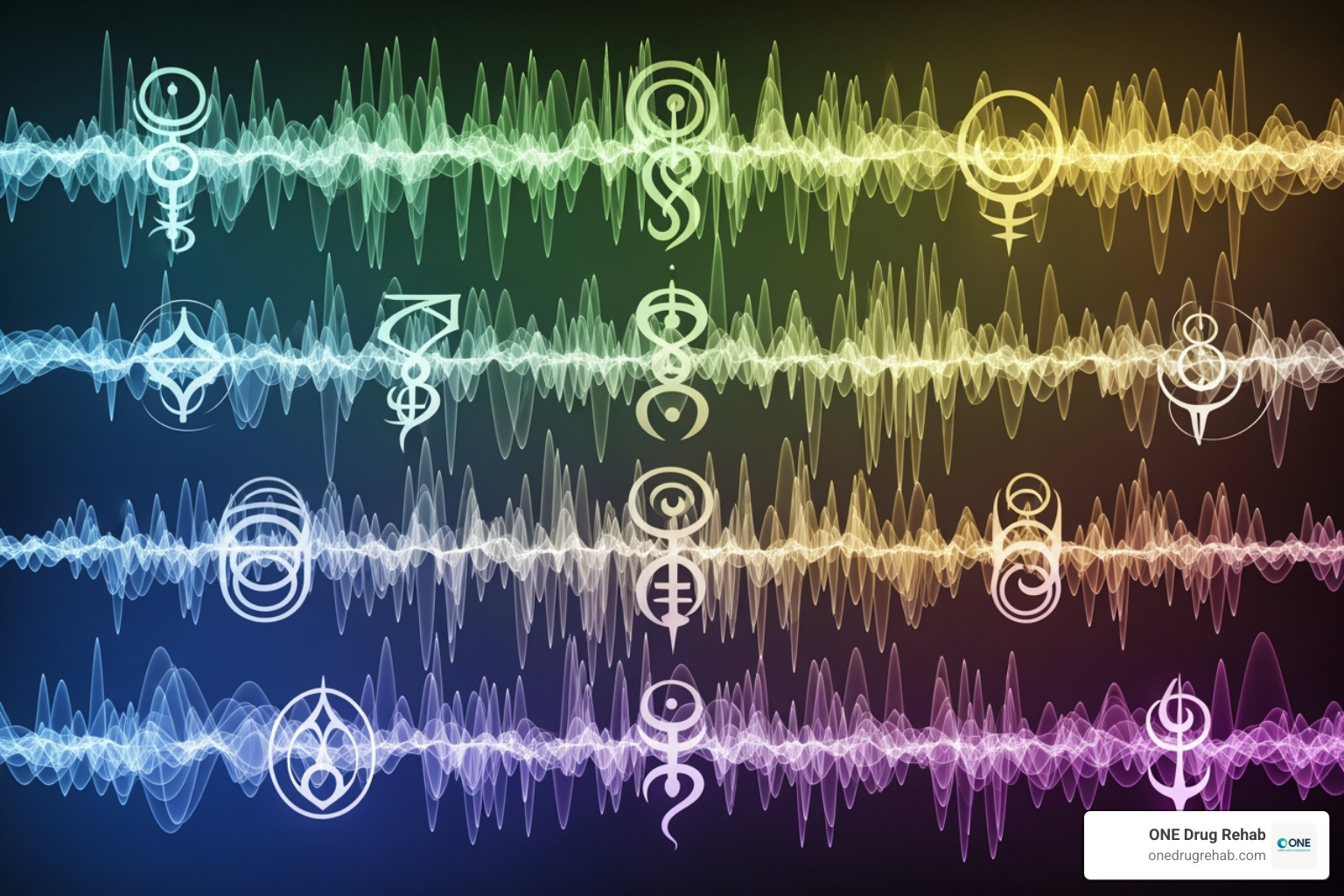Chart listing the Solfeggio frequencies with their corresponding Hz values, names, and symbols representing their purported effects - healing sound therapy frequency Chart listing the Solfeggio frequencies with their corresponding Hz values, names, and symbols representing their purported effects - healing sound therapy frequency
