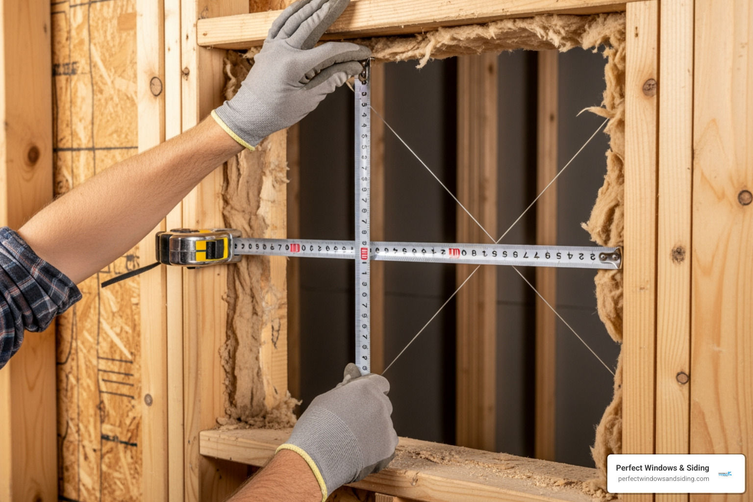 illustrating how to measure a window opening's height, width, and diagonals - Awning window installation