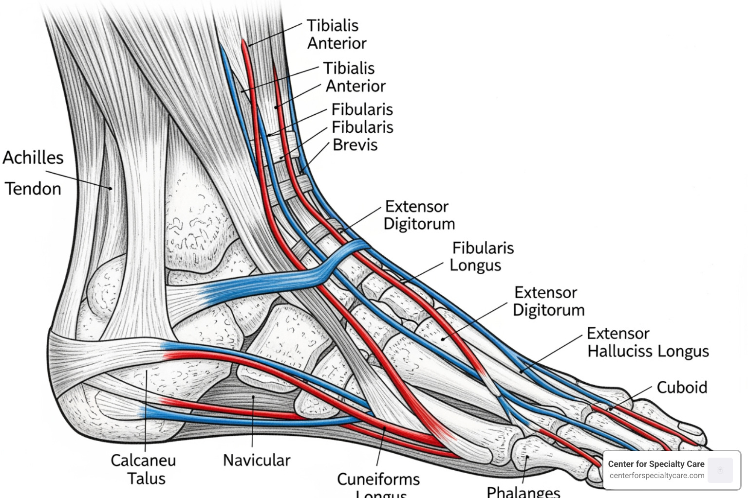 foot anatomy highlighting major tendons - foot tendonitis foot anatomy highlighting major tendons - foot tendonitis